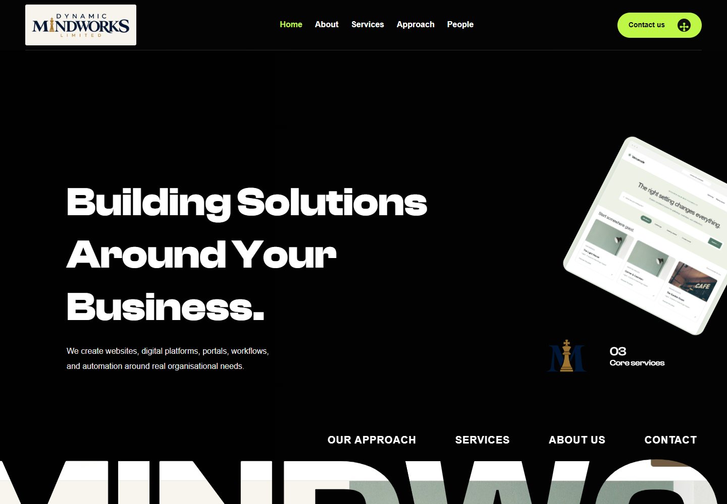 Preview of original Creovio Home 05 with Dynamic Mindworks content